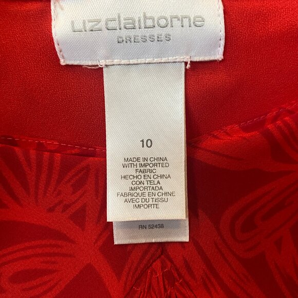Liz Claiborne Chiffon V-Neck Layered Hem Red Dress Size 10 - Picture 7 of 7